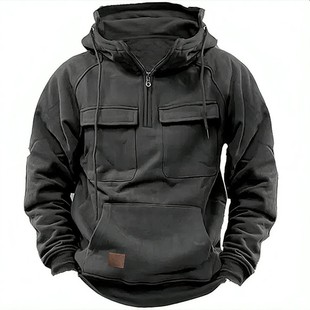 2024 New Cross-border Spring and Autumn Men's Sweater Hoodie Zipper Multi-pocket Pullover Sports Casual Sweater