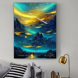 Dreamy Aurora Diamond Painting 2024 New Style Living Room High-Level Landscape Painting Full Diamond Hand-Sticker Diamond Cross Stitch Starry Sky
