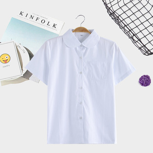 Factory spot wholesale Japanese high school students pill lapel round neck short sleeve kindergarten jk uniform shirt is not through