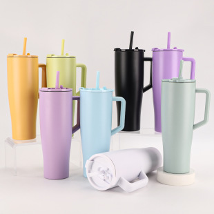 304 Stainless Steel Double Drink Thermos Cup Large Capacity 40oz Handle Car Cup Outdoor Car Portable Suction Cup