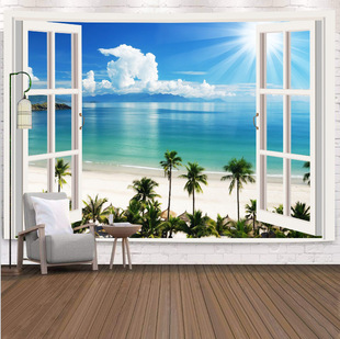5ZV7 wholesale outside the window mountain background cloth ins landscape bedroom bedside hanging cloth rental dormitory decorative wall cloth