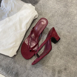 Never! Flip-flops Women's Summer Wearing 2025 New Internet Popular Super Hot Non-slip Red Thong Thong Heel Sandals