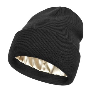 2024 European and American Autumn and Winter New Woolen Hat Double-Sided Women's Satin Protective Hair Style Hat Warm Knitted Hat Cold Hat