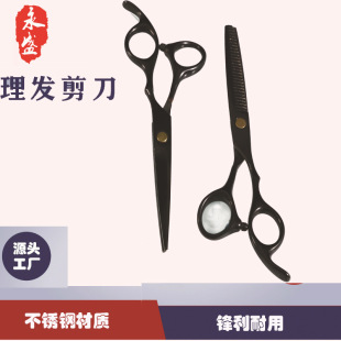 Factory wholesale titanium haircut scissors hairdressing scissors flat scissors bangs thin teeth scissors pet scissors