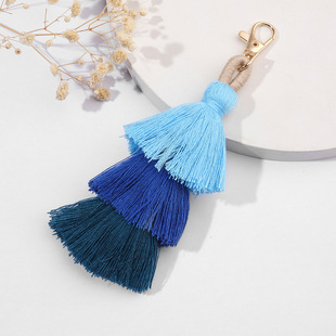 Bohemian Explosive Handmade Color Three-Layer Keychain Tassel Bag Decoration Orchestration Pendant Hanging Tassel