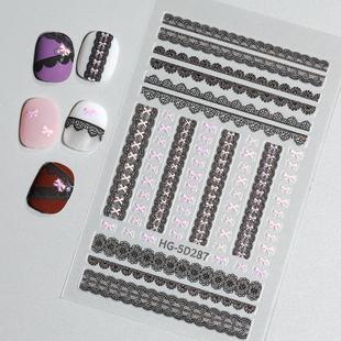 Чистый кружевной тюль сладкий и крутой девушки трехмерный рельеф черно-белый полый любовный маникюр украшения