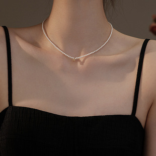 3mm Shijia Xiaomi Pearl Necklace Women's Necklace Love Clavicle Chain Small Pearl Necklace 2025 New Explosions