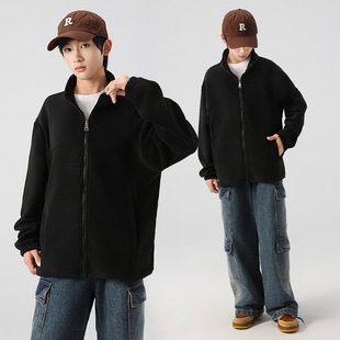 Outdoor Fleece Clothes Men's Big Children's Coat Teenager 2024 New Spring and Autumn Fleece Rushing Clothes Liner Double-sided Fleece