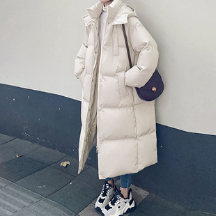 2025 Winter Cotton-padded Coat Women's Mid-length Cotton-padded Coat Loose Knee-length Thickened Bread Suit Hooded Korean-style Coat