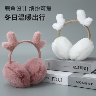 New autumn and winter foldable big antler earmuffs Korean style imitation Rex rabbit fur warm earmuffs outdoor anti-freezing rider earmuffs