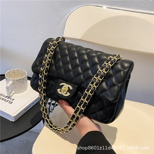 Cross-border women's bag 2024 European and American fashion shoulder messenger bag high texture small fragrance style diamond chain bag wholesale