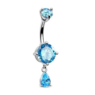 Cross-border e-commerce new factory direct double-headed round four-claw diamond zircon belly button navel puncture jewelry