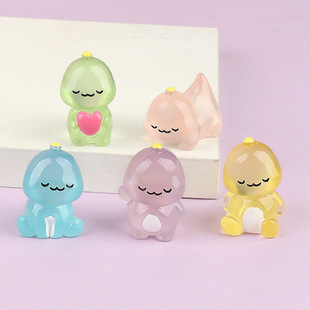 Cartoon mini luminous little dinosaur cute doll steam small ornaments home desktop decoration resin crafts wholesale