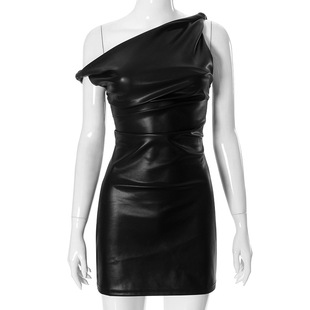 D24DS435 European and American women's clothing 2024 hot sexy oblique shoulder temperament dress night skirt tide foreign trade wholesale