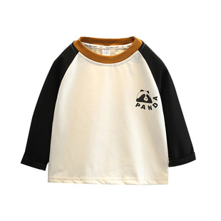Boys Cotton Long Sleeve T-Shirt Spring and Autumn Children's Raglan Sleeve Base Shirt Autumn Baby Cartoon Top Western Style Kids T