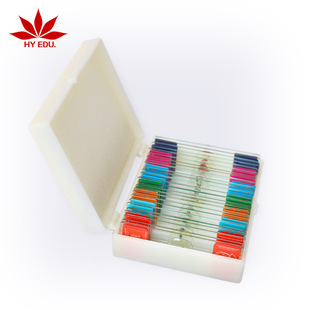 Students use 25-piece English color label biological glass slide suit slide microscope accessories