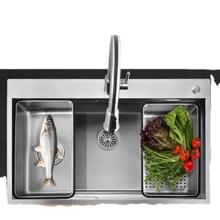 Household Thickened 304 Stainless Steel Sink Handmade Basin Japanese-style Large Single Sink Kitchen Vegetable Washing Basin Sink Basin under-counter Basin