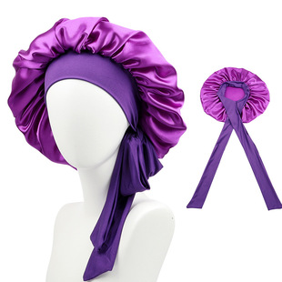 Amazon satin ribbon round hat bow large beauty hair care wide-brimmed stretch nightcap silky bonnet