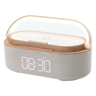 Explosions wireless charging bluetooth speaker multifunctional mobile phone wireless charging bedroom desk lamp time alarm clock radio stereo