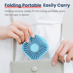 New Mini Neck Folding Small Fan Office Outdoor Handheld Portable USB Charging Multifunctional Desktop Fan