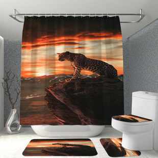 Owl in the Night Animal World Bathroom Sponge Floor Mat Shower Curtain Four-Piece Set Digital Printing Personalized Decoration