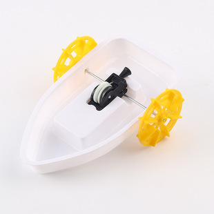 Children's Creative Technology Small Production Amphibious Vehicle Paddle Ship Pull Line Boat Manual DIY Material Science Experiment