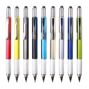 Cross-border multi-function screwdriver ballpoint pen plastic tool pen six-in-one level touch advertising gift pen