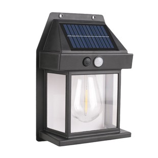 Solar outdoor wall lamp human body induction three-mode tungsten wire wall lamp garden villa courtyard night light lighting