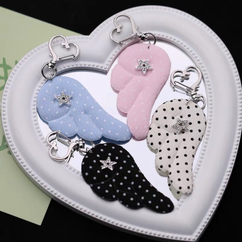 New Polka Dot Wing Pendant Sweet Star Angel Multi-Color Versatile Fabric Bag Accessories Keychain