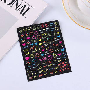 New nail stickers custom cute bear Love rainbow nail stickers cute nail jewelry decals custom
