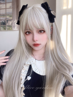 Wig Women's Long Straight Hair Cyber Celebrity lolita Daily Face Repair jk Girl's Natural Full Head Cover with Straight Bangs Realistic Wig