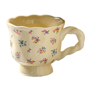 Ins Style Floral Mug Ceramic Girl's High-value Coffee Couple's Delicate Afternoon Tea Cup High-end Light Luxury