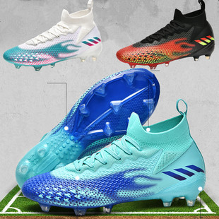 Cross-border Putian Flying Weaving Football Shoes Men's High-top Youth Student Competition Training Shoes AG Spike Shattered Nail Sneakers