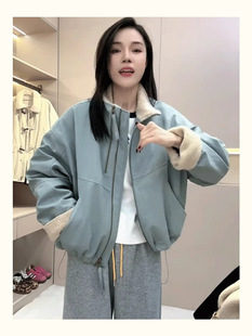 Short fleece-lined Warm Parker Coat Women's Autumn and Winter New 2024 Korean Style Thickened Lamb Wool Cotton-padded Jacket