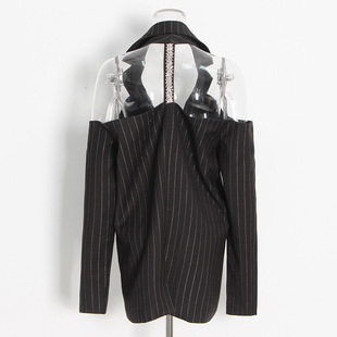Spring 2024 New Fashion Elegant Design Hollow Shoulder Backless Loosen High-end Suit Jacket Women's Clothing