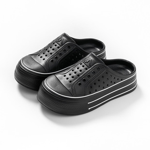 2025 New Fashion Outer Wearing Hole Shoes Women's Summer Stomp Feeling Thick Sole Heightened Sandals Baotou Half Cross-border