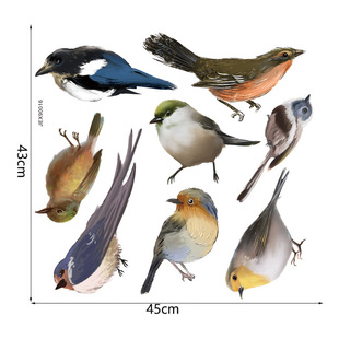 Hummingbird glass window sticker self-adhesive bird animal anti-collision warning color animal wall sticker pvc