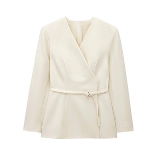 Cross-border foreign trade 2025 new European and American fashion women's temperament with belt wrap casual suit 1270608