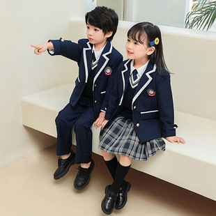 Suit Class Uniform for Primary School Students Three-piece Suit for Boys and Girls Spring, Autumn and Winter British Academy Style Kindergarten Garden Uniform