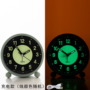 Cross-border simple metal luminous alarm clock for students and children creative small alarm clock desktop fluorescent clock bedside clock