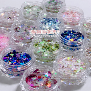 Popular online celebrity nail sequins broken ice sand series 2023 laser star Moon flash glitter nail decorations