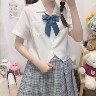 Jk Spring and Summer Basic Shirt Versatile Jk Short Square Collar Short-Sleeved Shirt with Milky White Top