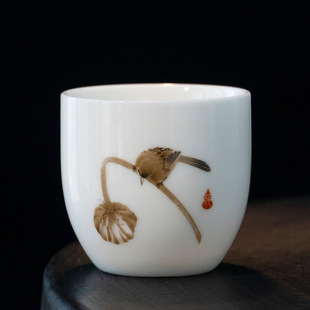 Factory wholesale Dehua mutton jade porcelain white porcelain teacup master cup personal tea cup large kung fu tea set logo