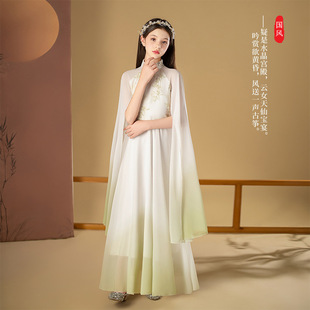 Super Immortal Girls' Guzheng Performance Suit Chinese Style Elegant Water Sleeve Chorus Suit Piano Performance Suit Competition Examination Dress