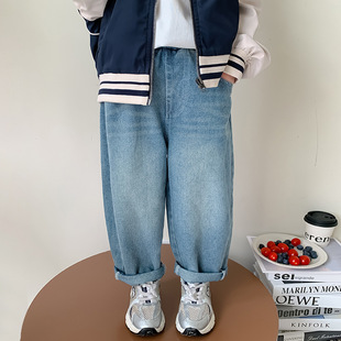 Girl's Pants Autumn Korean Style Children's Autumn Jeans 2024 New Autumn Girl's All-match Casual Wide-leg Pants