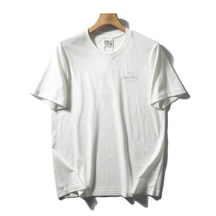 texture skin! Hong Kong goods! Washed Sanding ~ Summer Men's Small Embroidery Breathable Comfortable All-match Round Neck Short-sleeved T-shirt