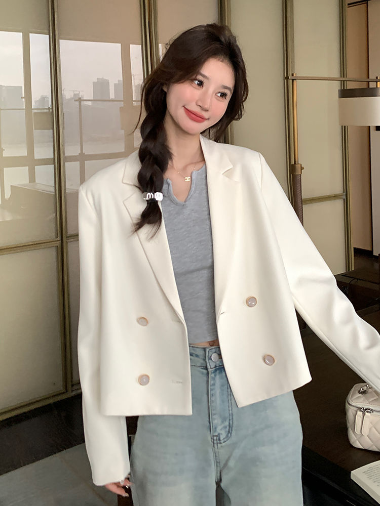 Super Nice Casual White Small Suit Jacket for Women Spring & Fall 2025 New High-End Street Short Thin Suit