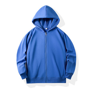 New Spring and Autumn Adult Thin Trap Pocket Zipper Hooded Sweatshirt Solid Color Casual Sports Large Size Jacket Printed