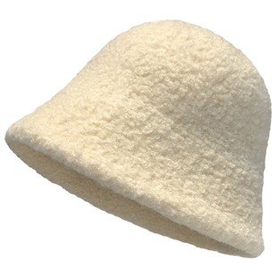 Hat Women's Winter New Arrival Lamb Wool Fisherman Hat Spring and Autumn Plain Face Small Bucket Hat Solid Color Warm Basin Hat