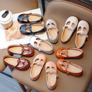Autumn 2023 New Korean Style Girl's Soft-soled Leather Shoes Fashionable All-match Princess Shoes Children's College Style Single-layer Shoes Trendy